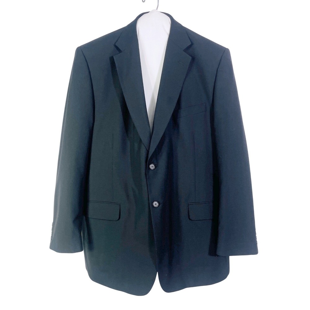 Statements Black Blazer‎ Suit Jacket Men's 48L Long Two Button Notch Lapel
